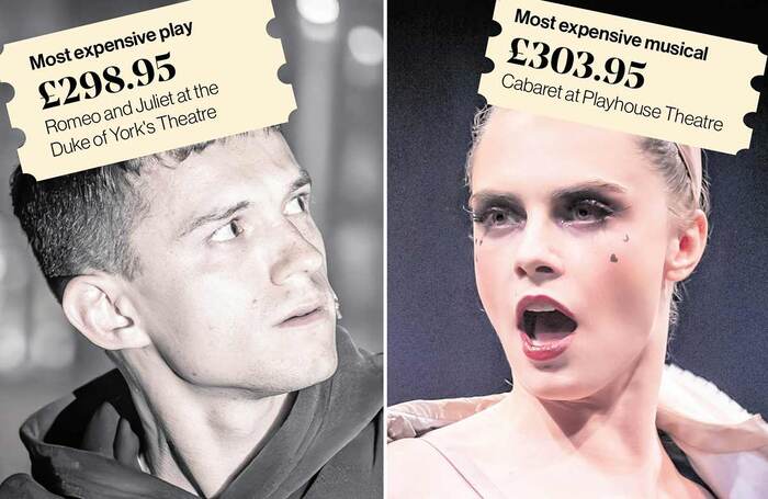 Tom Holland in Romeo and Juliet at the Duke of York's Theatre/Cara Delevingne in Cabaret at the Playhouse. Photo: Marc Brenner