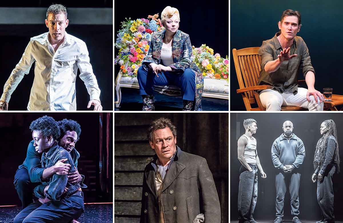 Clockwise from top left: Punch (2024), The Picture of Dorian Gray (2024), Harry Clarke (2024), Romeo and Juliet (2024), A View from the Bridge (2024) and Shifters (2024). Photos: Marc Brenner/Carol Rosegg/Johan Persson/Craig Fuller