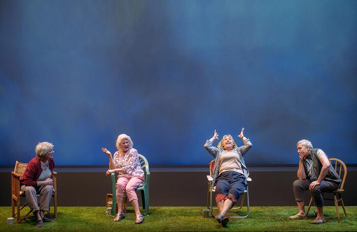 Anne Kidd, Joanna Tope, Irene Macdougall and Blythe Duff in Escaped Alone at Glasgow's Tron Theatre. Photo: Mihaela Bodlovic