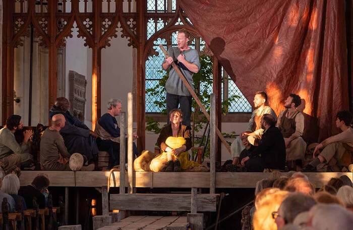 The cast of Curlew River at Blythburgh Church, Suffolk. Picture: Marcus Roth