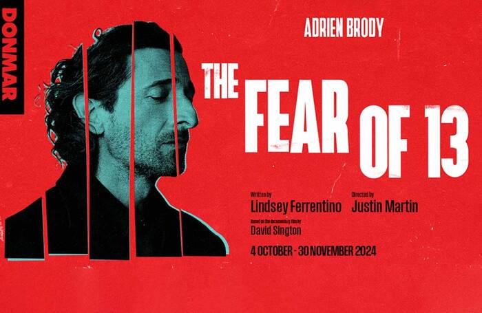 Adrien Brody will make his London stage debut in The Fear of 13 at the Donmar Warehouse