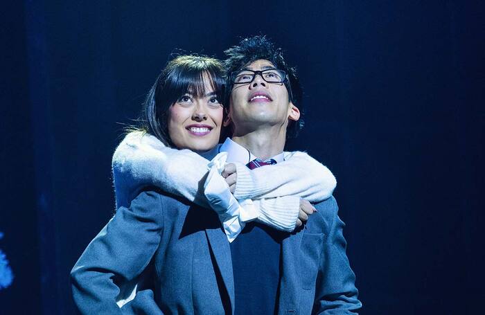 Mia Kobayashi and Zheng Xi Yong in Your Lie in April at the Harold Pinter Theatre, London. Photo: Craig Sugden