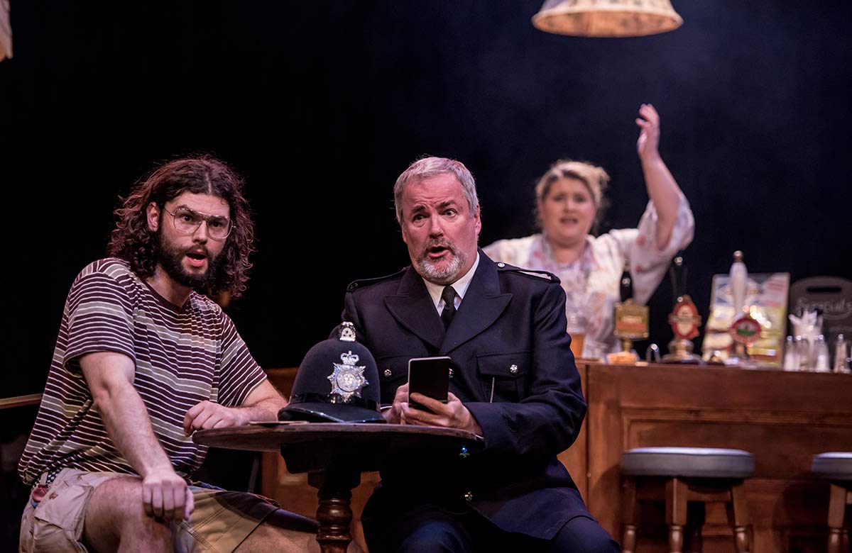 Theo Perry, Richard Woodall and Elizabeth Findon in The Boatswain’s Mate at Pavilion Arts Centre, Buxton International Festival. Photo: Genevieve Girling