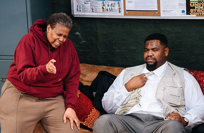 Pamela Nomvete and Tobi Bamtefa in Skeleton Crew at the Donmar Warehouse, London. Photo: Helen Murray