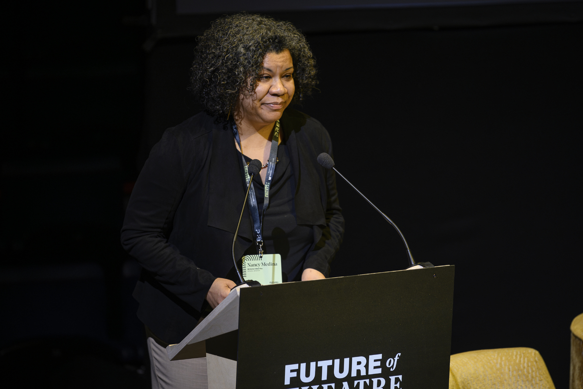 Nancy Medina during her keynote speech at Future of Theatre