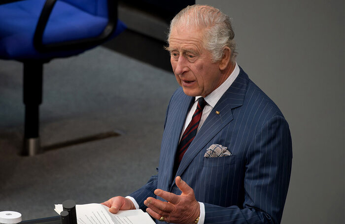 King Charles, during his speech at the Bundestag on occasion of the British state visit in March 2023. Photo: Shutterstock