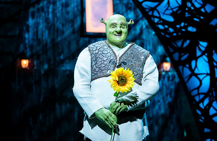 Antony Lawrence in Shrek the Musical at Eventim Apollo. Photo: Pamela Raith