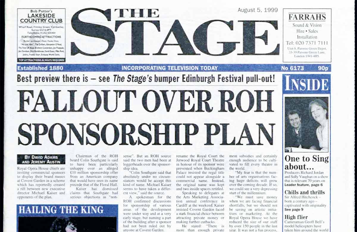 Naming rights row – 25 years ago in The Stage
