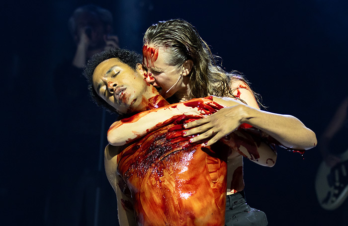 Jesse Mensah and Ilke Paddenburg in Pentheselia at the Royal Lyceum Theatre, Edinburgh International Festival. Photo: Jess Shurte