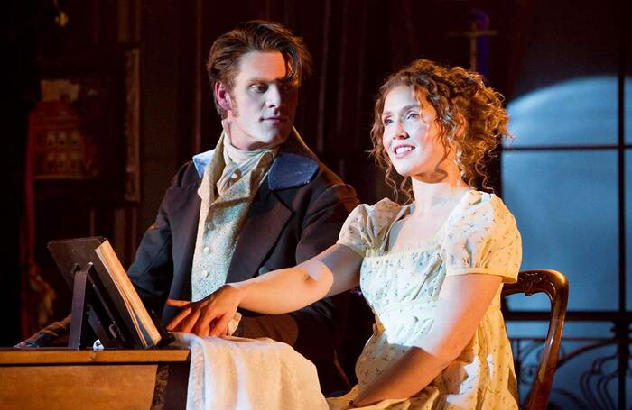 Luke Barton and April Hughes in Pride and Prejudice at Jermyn Street Theatre, London. Photo: Mark Dean