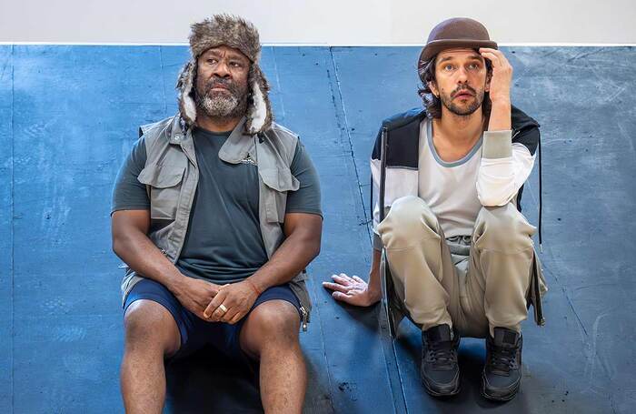 Lucian Msamati and Ben Whishaw in rehearsals for Waiting for Godot, now running at Theatre Royal Haymarket, London. Photo: Marc Brenner