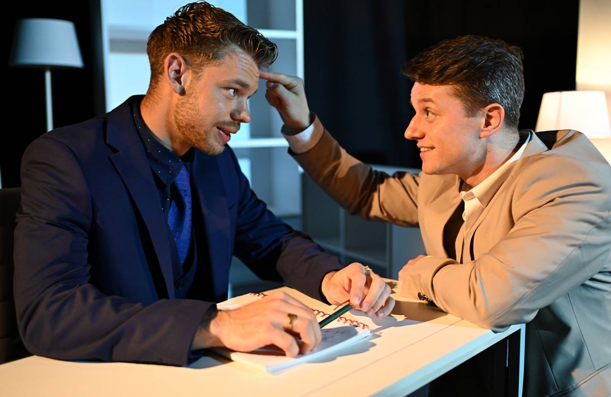 Markus Sodergren and Tim Edwards in The Story of My Life at Stage Door Theatre, London. Photo: Peter Davies 