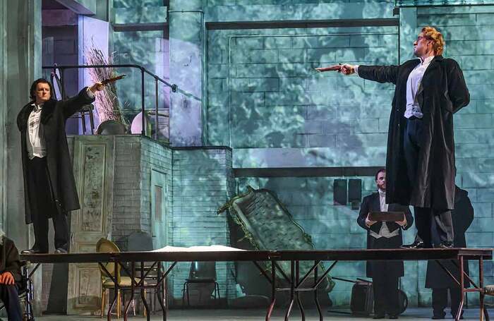 Norman Reinhardt and Yuriy Yurchuk in Eugene Onégin at Grand Opera House, Belfast. Photo: Neil Harrison Photography