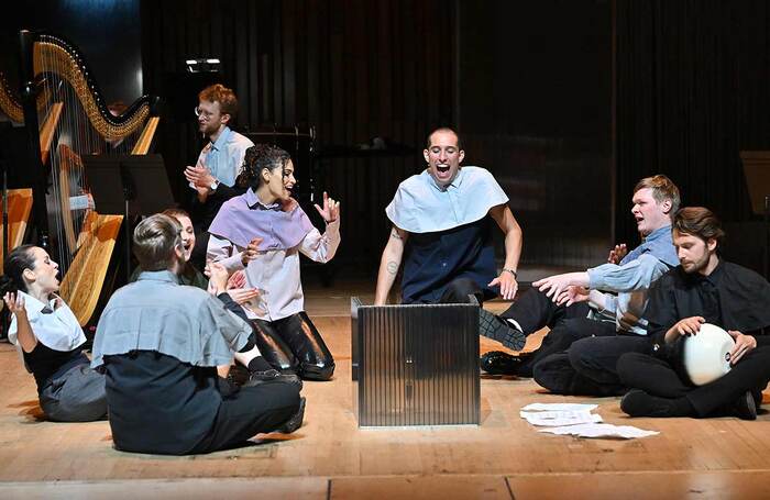 The cast of Sky in a Small Cage at Barbican Concert Hall, London. Photo: Mark Allan