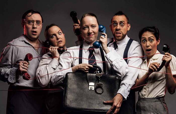 The cast of Operation Mincemeat, which has found success by playing a big idea in a comically small way. Photo: Matt Crockett