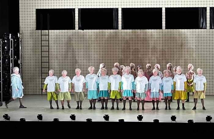 Union members of Welsh National Opera engage in industrial action short of a strike at the first night performance curtain call of Verdi's Rigoletto on September 21. Photo: Equity UK