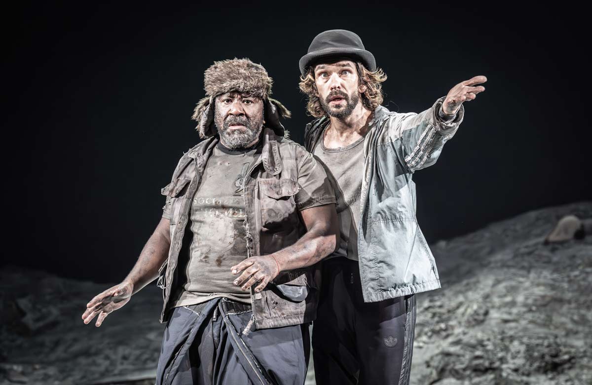 Lucian Msamati and Ben Whishaw in Waiting for Godot at Theatre Royal Haymarket, London. Photo: Marc Brenner