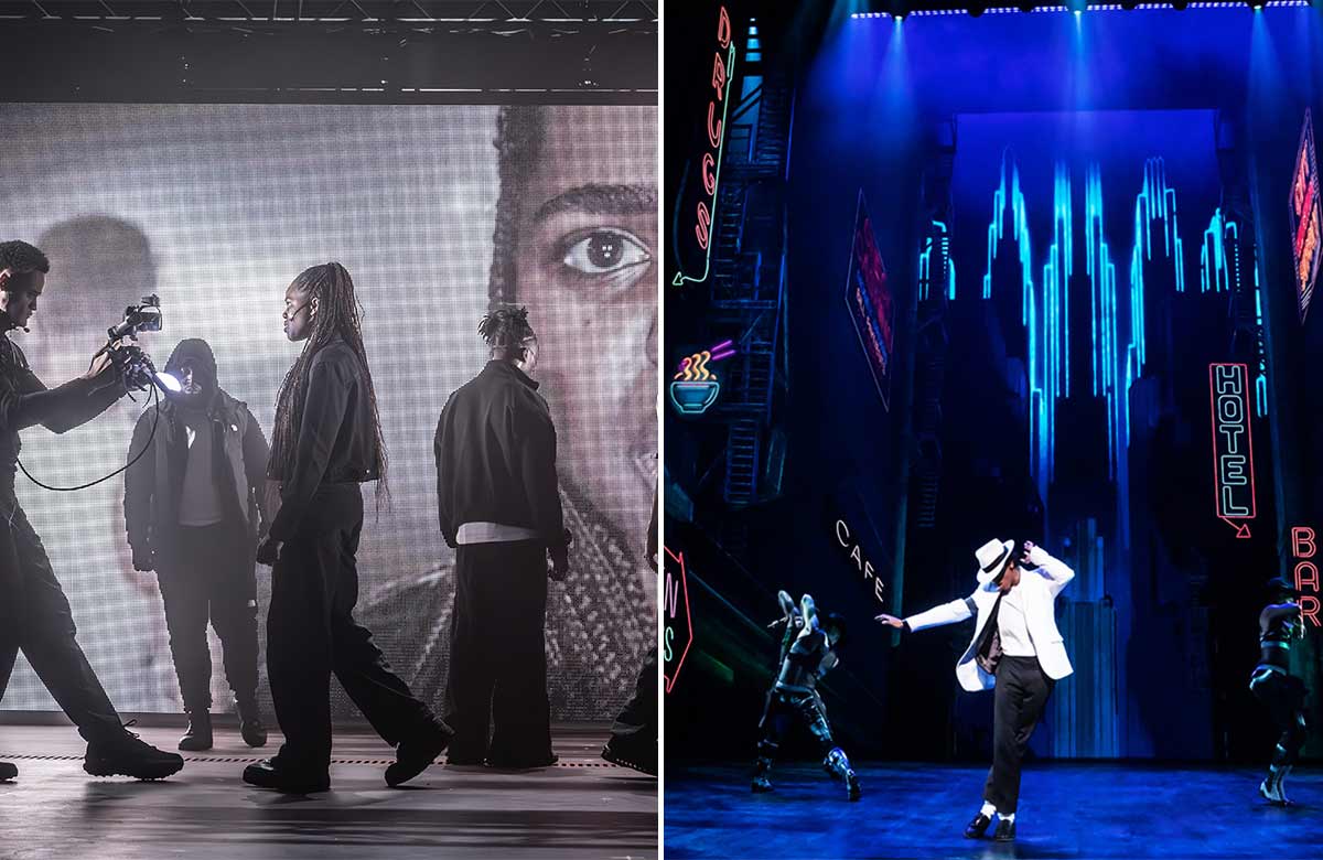 The cast of Romeo and Juliet at the Duke of York's Theatre, London, and Myles Frost in MJ the Musical at the Prince Edward Theatre. Photos: Marc Brenner/Matthew Murphy