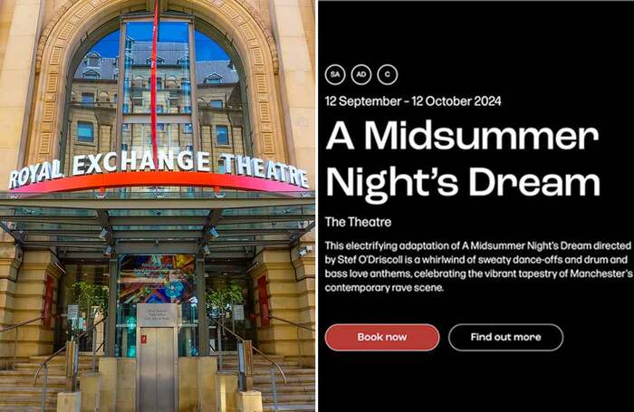 The Royal Exchange has cancelled its entire five-week run of A Midsummer Night’s Dream. Photos: Cowardlion/Shutterstock; Royal Exchange Theatre website