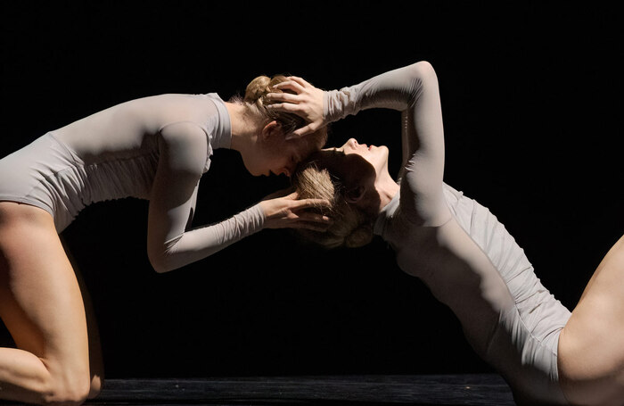 Genevieve Penn Nabity and Heather Ogden in the National Ballet of Canada – Frontiers: Choreographers of Canada, Islands, at Sadler's Wells, London. Photo: Karolina Kuras