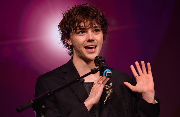 Jack Wolfe, accepting the award for Best West End Debut Performer for his role in Next to Normal at the The Stage Debut Awards. Photo: David Monteith-Hodge