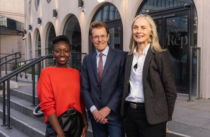 Birmingham Rep deputy artistic director Madeleine Kludje, chair Andy Street and chief executive Rachael Thomas. Photo: Kris Askey