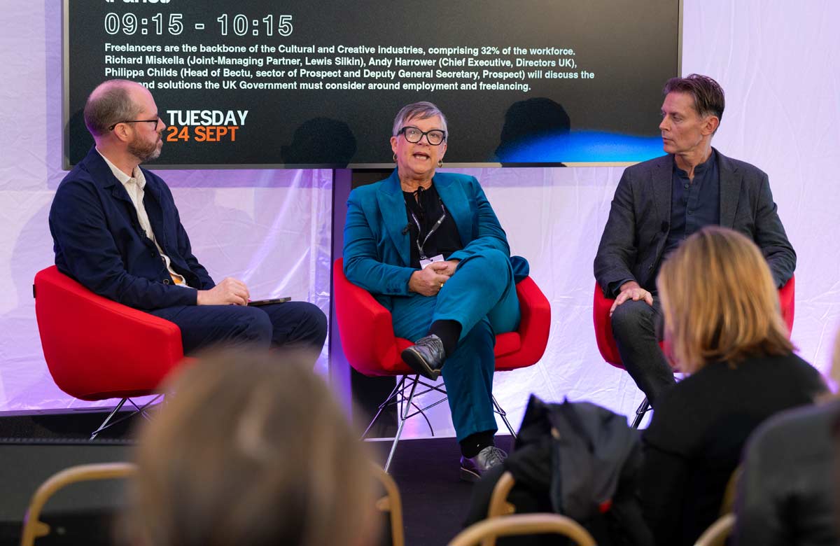 Philippa Childs speaking at a panel entitled New Deal for Working People at the Labour Party conference. Photo: Creative UK