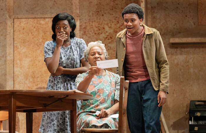 Cash Holland, Doreene Blackstock and Adiel Magaji in A Raisin in the Sun at Lyric Hammersmith, London. Photo: Ikin Yum