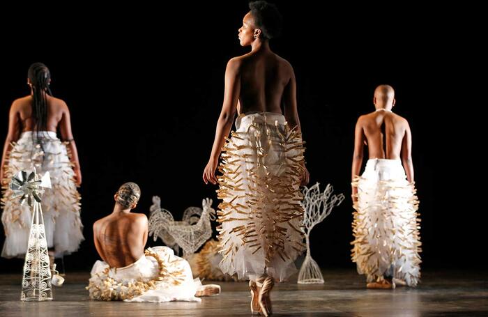 Members of the cast in Mamela Nyamza: Hatched-Ensemble at Barbican, London. Photo:Mark Wessels