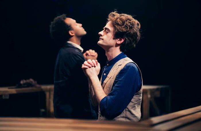 Paul Adeyefa and Luke Rollason in Bellringers at Hampstead Theatre, London. Photo: Alex Brenner