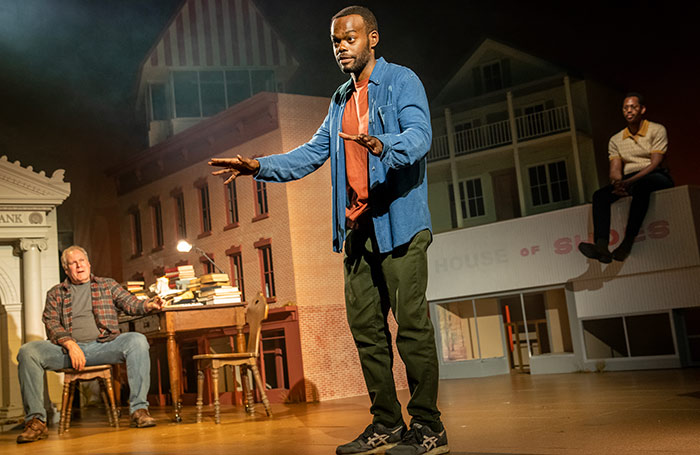 Jay O Sanders, William Jackson Harper and Eric Berryman in 2023 production of Primary Trust – on American Theatre's list of of most-produced plays for the 2024-2025 season. Photo: Joan Marcus