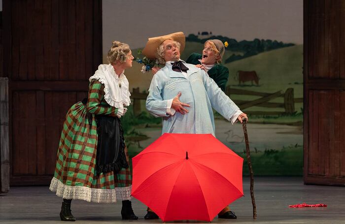 Rory Mackay, Jonathan Payn and Gus Payne in Birmingham Royal Ballet's La Fille Mal Gardée at Sadler’s Wells, London