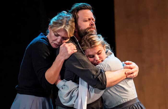 Yvonne Øyen, Kåre Conradi and Hermine Svortevik Oen in The Wild Duck at Coronet Theatre, London. Photo: Tristram Kenton