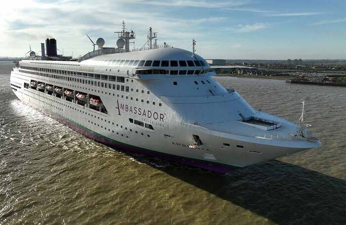 Ambassador Cruise Line's flagship vessel Ambience departing on the River Thames for Hamburg. Photo: Shutterstock