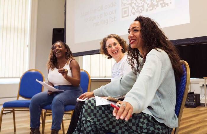 Nassy Konan (far left) speaking at a Producer Gathering event held in collaboration with Bradford Producing Hub in September. Photo: Tom Woollard