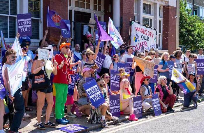 A rally to save Bethnal Green Working Men’s Club on July 29. Photo: Equity UK/Jack Witek