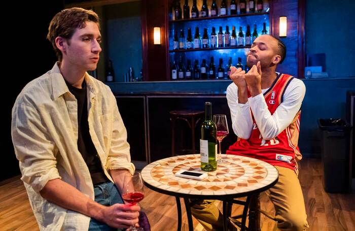 Sam Mitchell and Enyi Okoronkwo in King James at Hampstead Theatre. Photo: Tristram Kenton