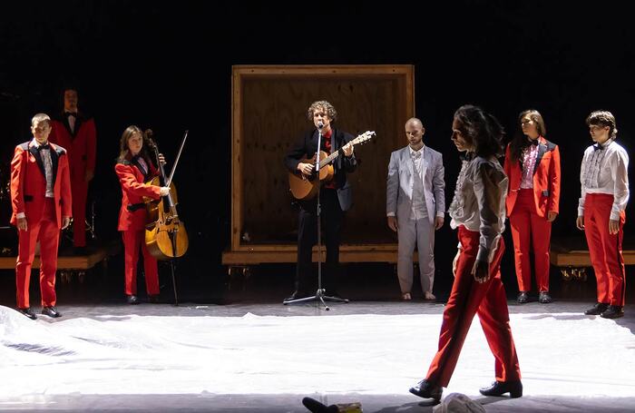 The cast of Michael Keegan-Dolan and Teaċ Daṁsa's Nobodaddy at Sadler’s Wells, London. Photo: Emilija Jefremova