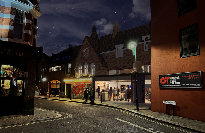 A view by night of the reimagined Orange Tree Theatre. Photo credit: Allies and Morrison