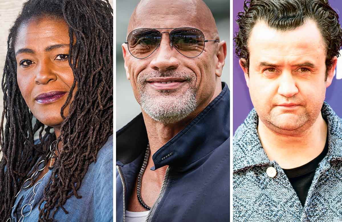 Sharon D Clarke, Dwayne ‘the Rock’ Johnson and Daniel Mays. Photos: Tristram Kenton/Shutterstock