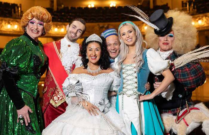 The cast of Cinderella at Blackpool Grand Theatre. Photo: Martin Bostock Photography