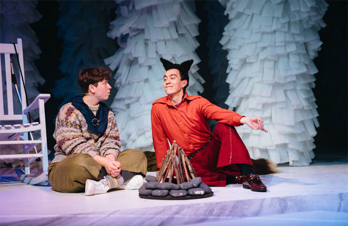 Archee Aitch Wylie and Leo Wan in Odd and the Frost Giants at the Unicorn Theatre, London. Photo: Helen Murray