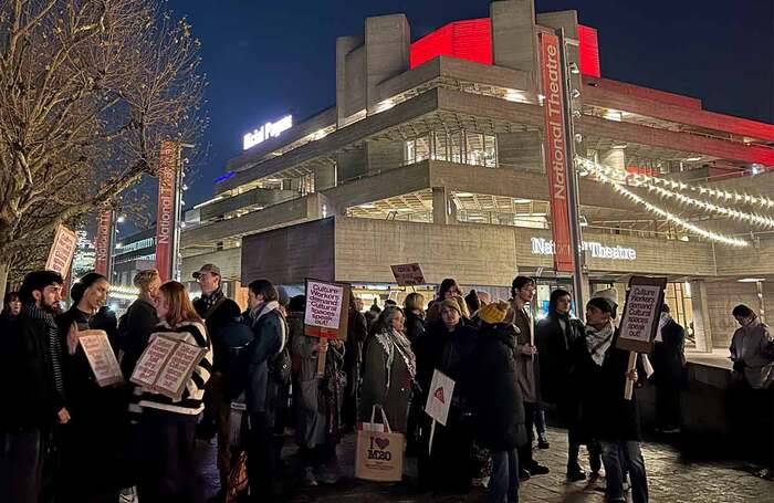 Culture workers assemble outside the National Theatre on November 28, 2024. Photo Katie Chambers