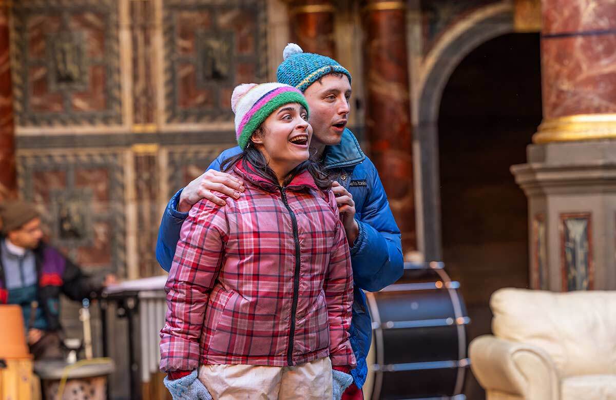 Yasemin Özdemir and Ned Costello in Hansel and Gretel at Shakespeare's Globe, London. Photo: Ellie Kurttz