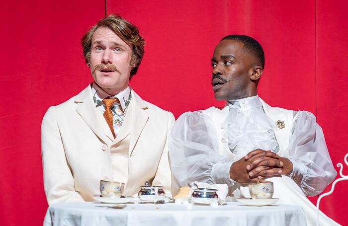 Hugh Skinner and Ncuti Gatwa in The Importance of Being Earnest at the Lyttelton Theatre, National Theatre, London. Photo: Marc Brenner