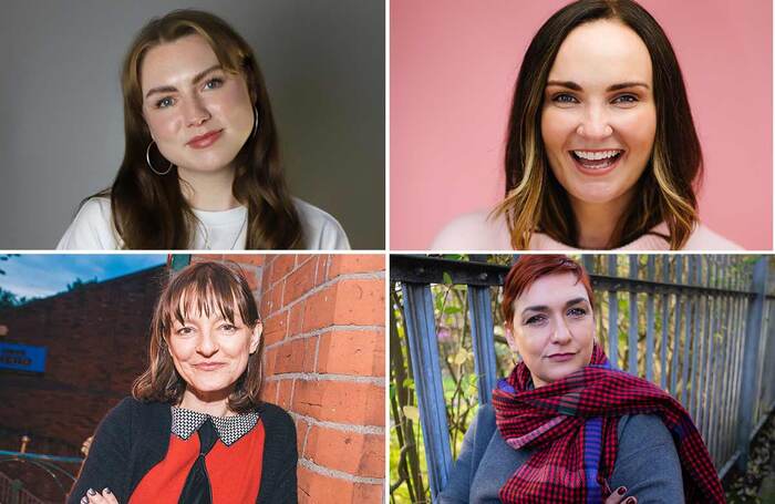 Clockwise from top left: director Emily Foran; comedian, actor and playwright Diona Doherty; artistic director of Prime Cut Productions, Emma Jordan; artistic director of Kabosh Theatre Company, Paula McFetridge. Photos: Niall McAleer; Rebekah Hutchinson; Prime Cut Productions; Chad Alexander 