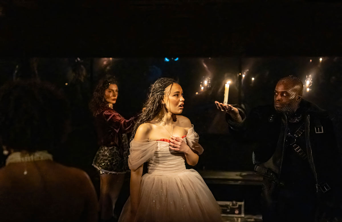 Kimberly Blake, Chumisa Dornford-May and Cedric Neal in Natasha, Pierre & the Great Comet of 1812 at the Donmar Warehouse, London. Photo: Johan Persson