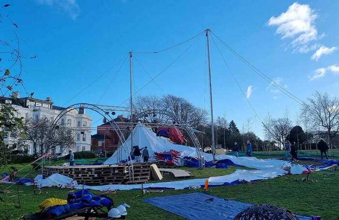 Stiltskin’s big-top tent had its roof torn off by Storm Darragh