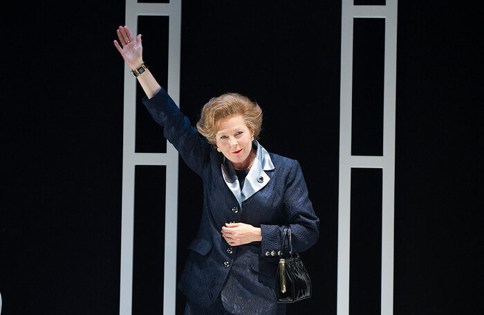 Stella Gonet in a production of Handbagged at London's Tricycle Theatre, now the Kiln, in 2013. Photo: Tristram Kenton