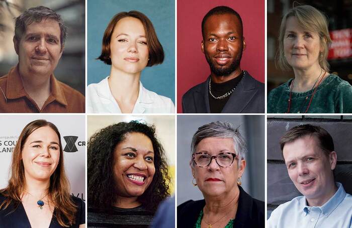 Clockwise from top left: David Byrne, Francesca Moody, Chuchu Nwagu, Jacqui O’Hanlon, Graeme Farrow, Philippa Childs, Carolyn Forsyth and Chris Bush. Photos: Tom Jamieson/Rich Lakos/Darren Bell/Nicola Young/Alex Brenner